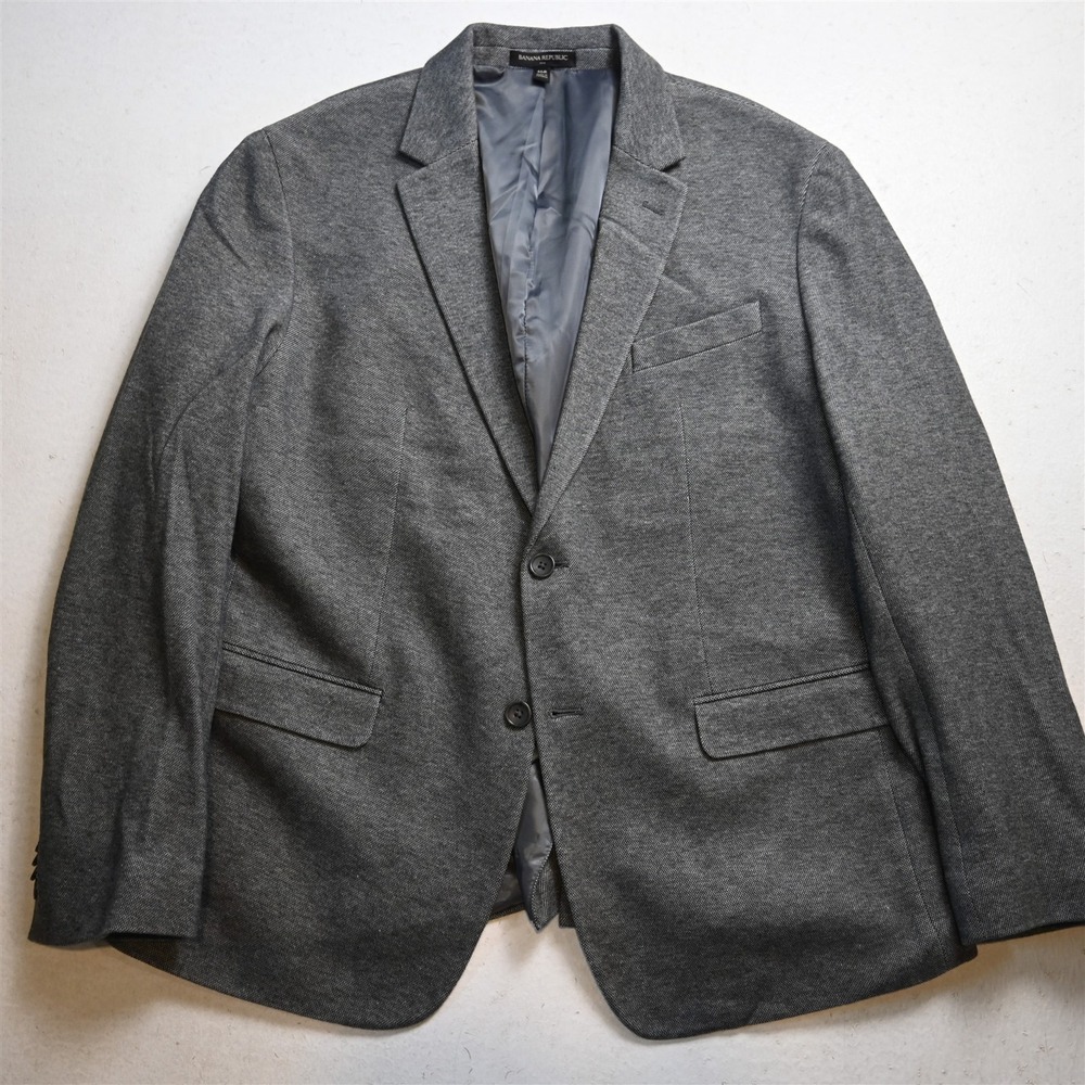 Banana Republic 46R Gray Birdseye Cotton Soft Shoulder Slim Blazer Sport Coat